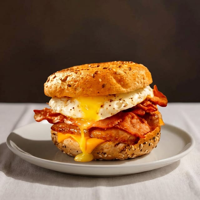 Egg and Cheese with Bacon, Ham, or Sausage Sandwich.