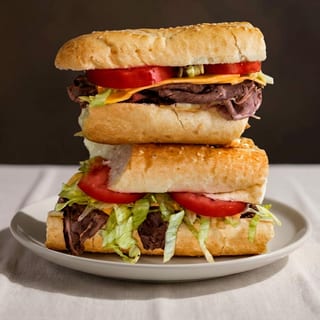 Roast Beef and American Cheese Hero Sandwich
