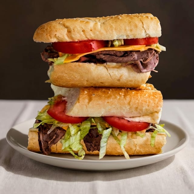Roast Beef and American Cheese Hero Sandwich.