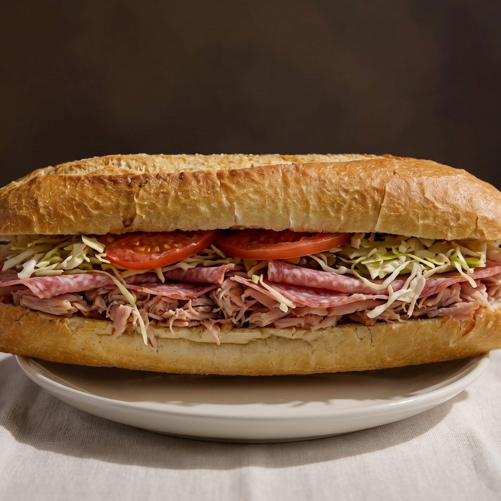 Salami and Provolone Cheese Sandwich.