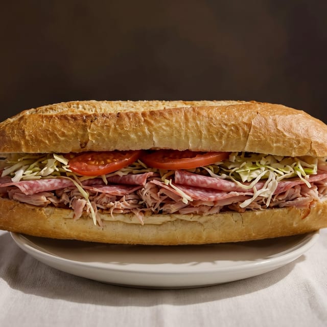 Salami and Provolone Cheese Sandwich.