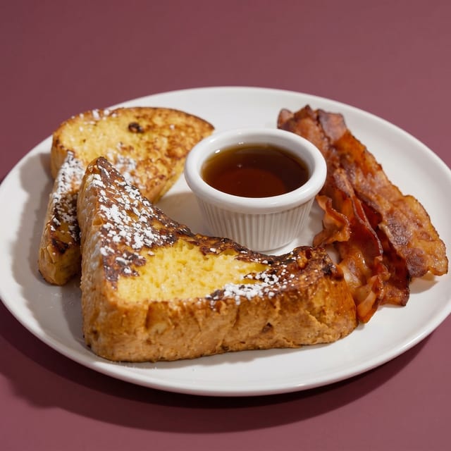 French Toast with Bacon or Sausage.