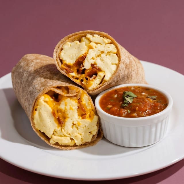 Turkey, Bacon, and Egg White Burrito.