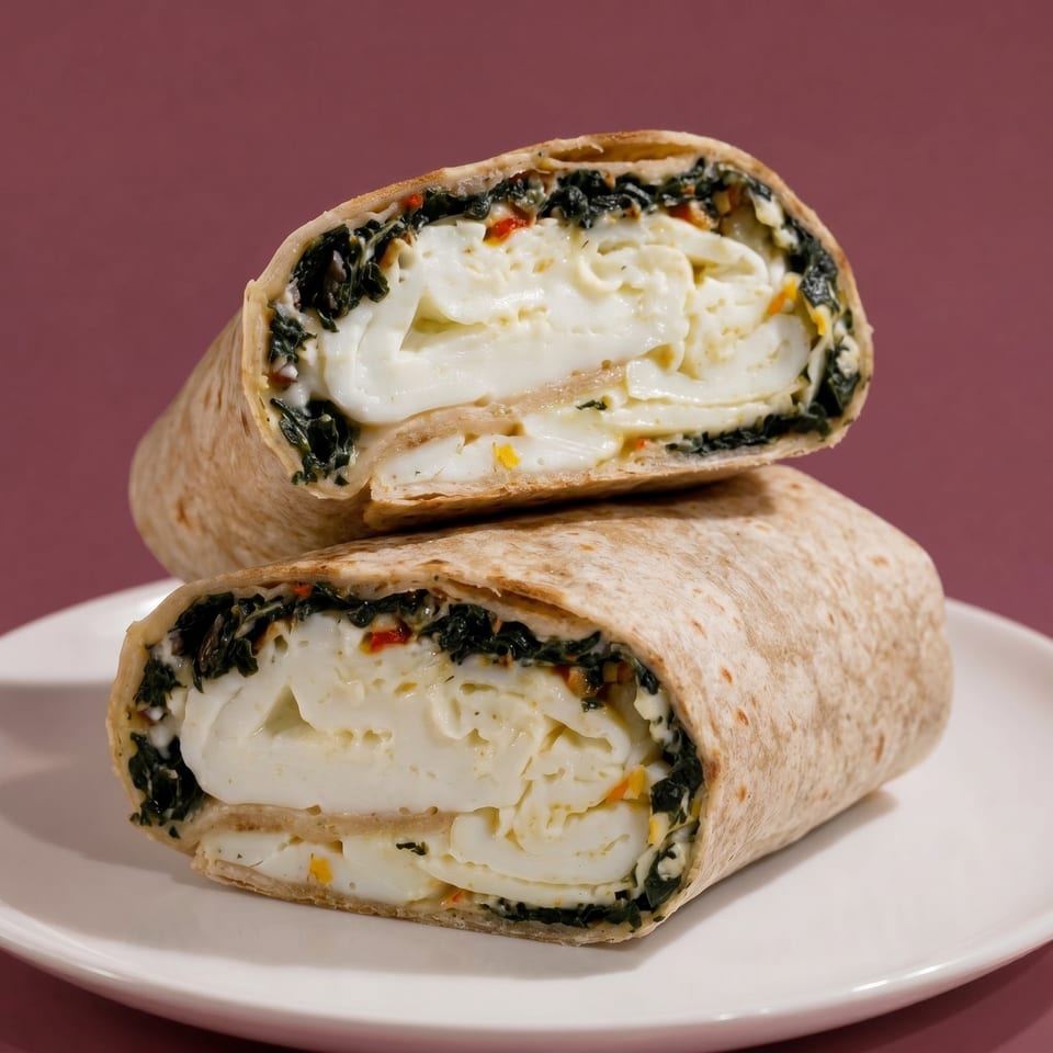 Spinach, Egg, and Feta Burrito.