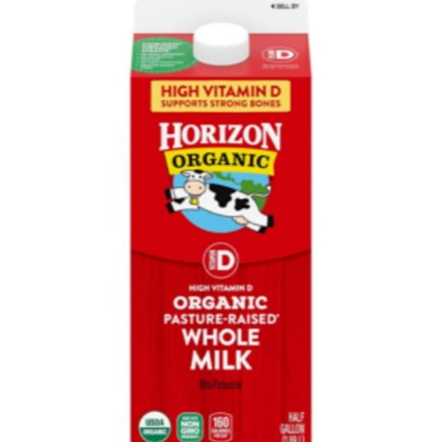 Organic Whole Milk Half Gallon.