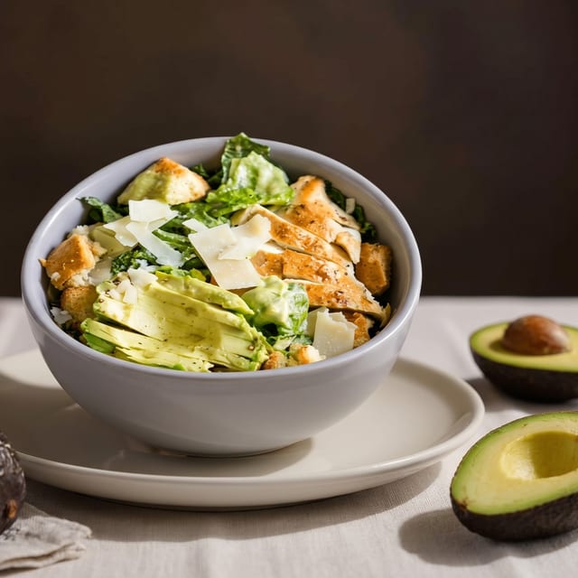 Garden Salad with Chicken and Avocado.