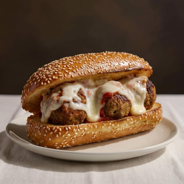 Meatball Parmigiana Sandwich.