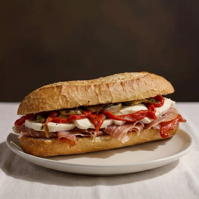 Prosciutto and Fresh Mozzarella Cheese Sandwich.